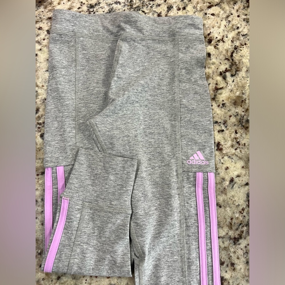 Adidas Kids Gray and Lavender Leggings - Picture 5 of 5